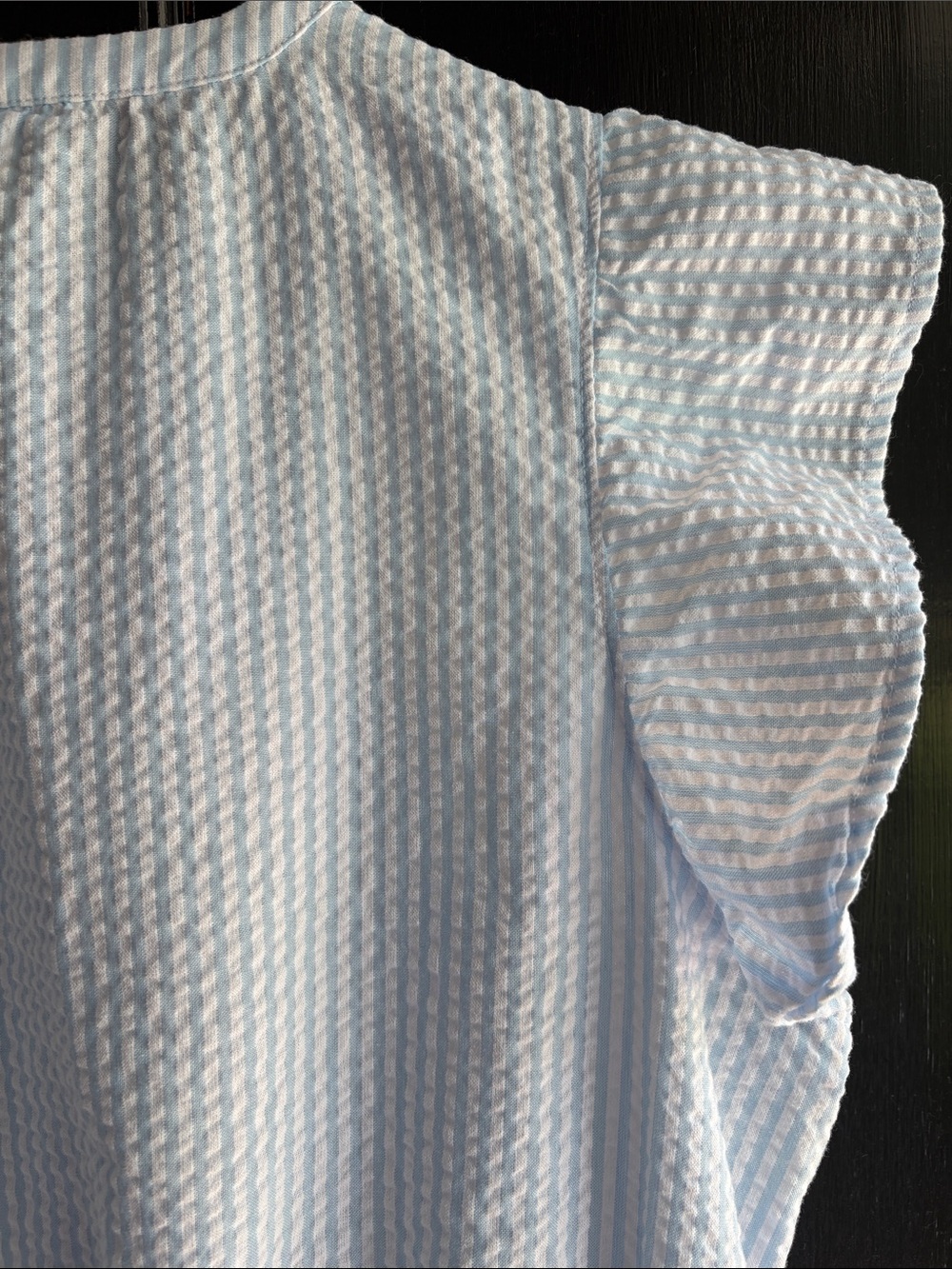 Time & Tru Light Blue Seersucker Tiered Dress - Picture 3 of 10